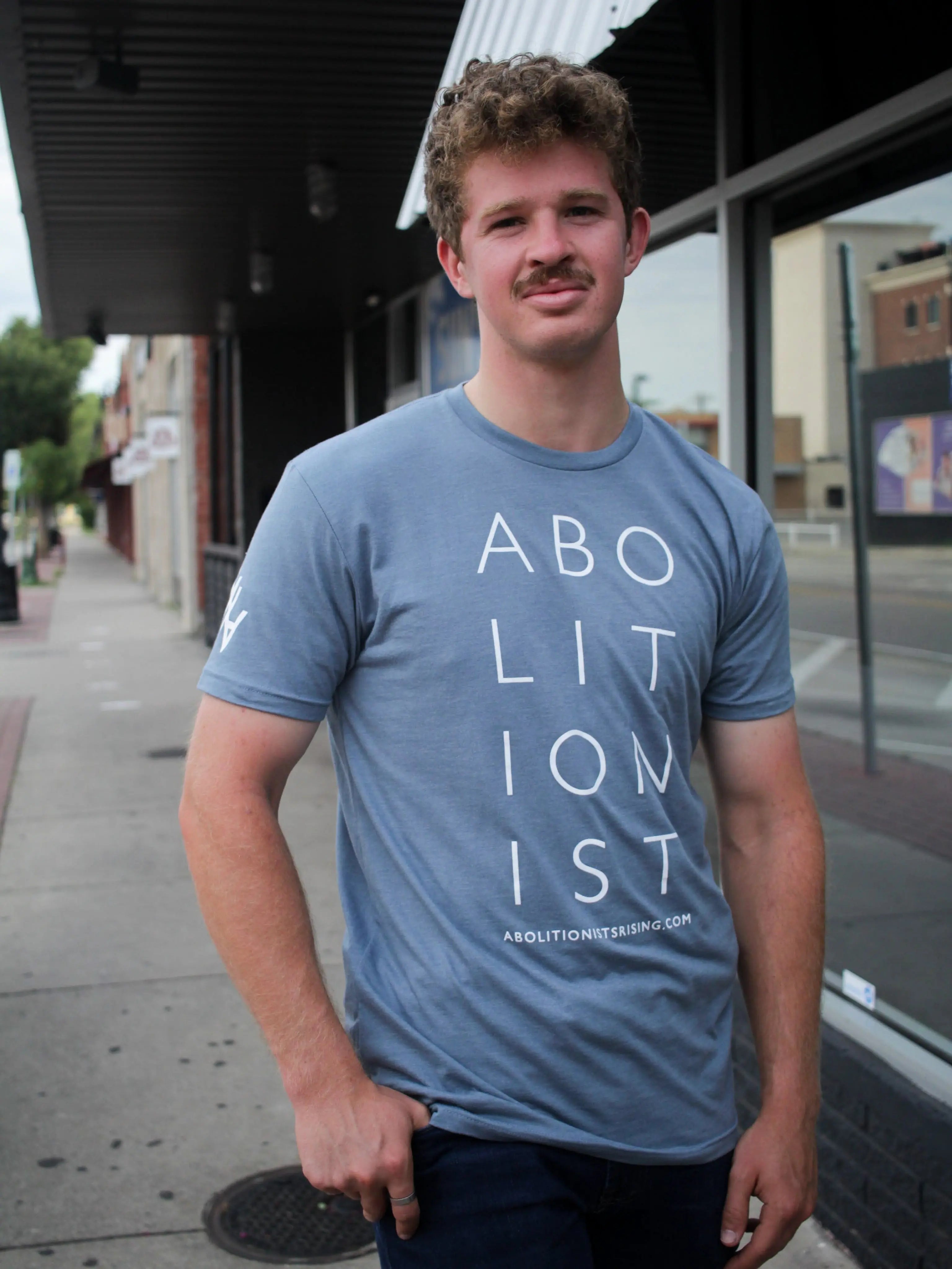 Abolitionist Stacked Slate Blue Unisex T-Shirt Abolitionists Rising Store