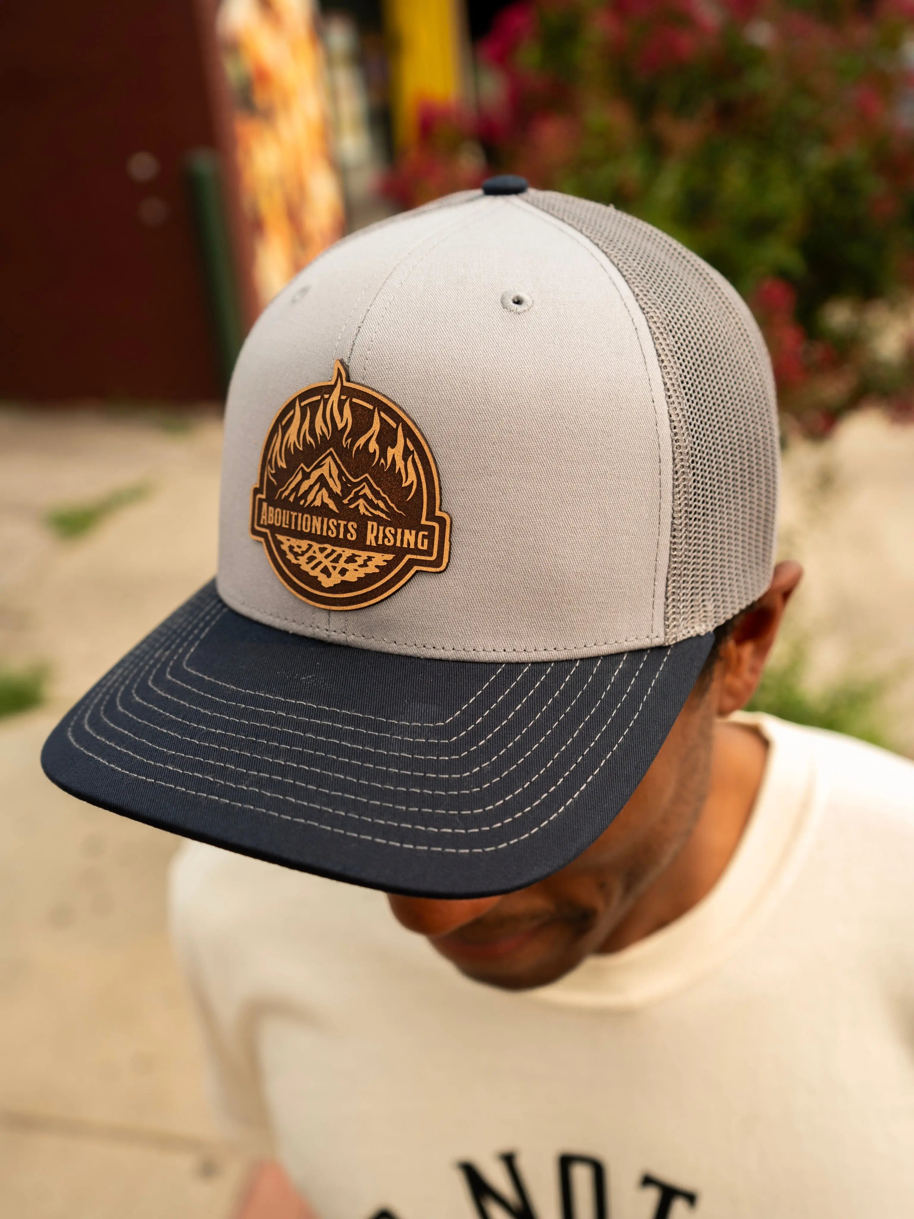 Abolitionists Rising Navy/ Charcoal Leather Patch Hat Abolitionists Rising Gear Store