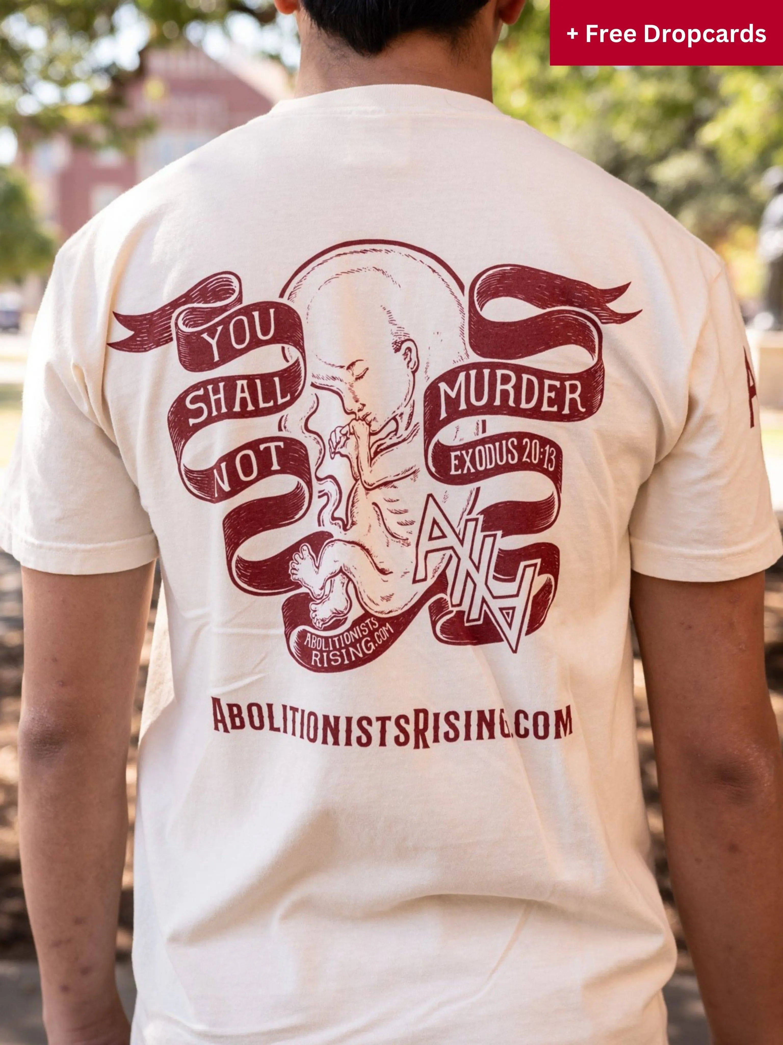 You Shall Not Murder Ivory T-Shirt (Unisex) & Dropcard Bundle - Abolitionists Rising Gear Store