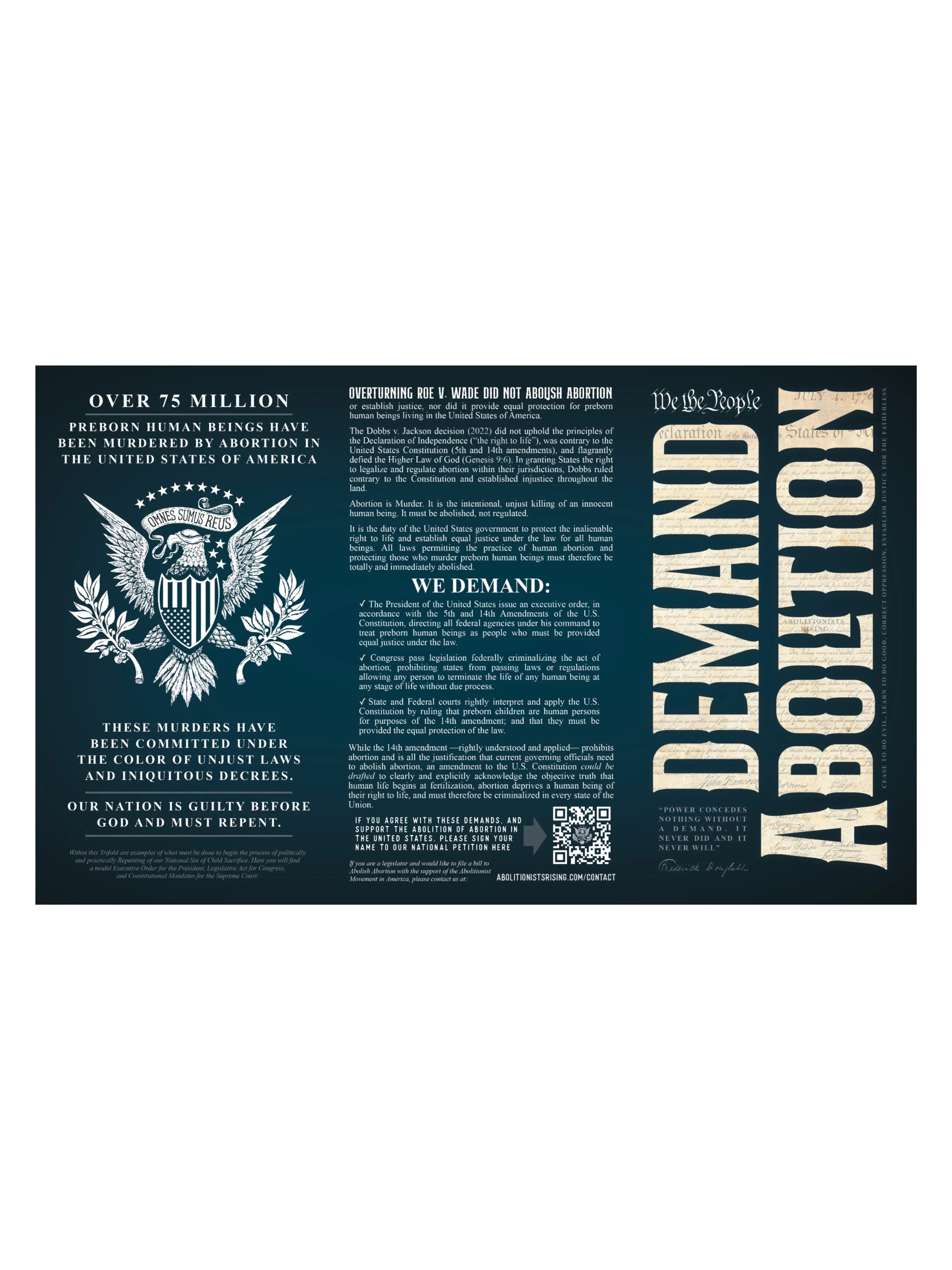 We The People Demand Abolition Trifold - Abolitionists Rising Gear Store