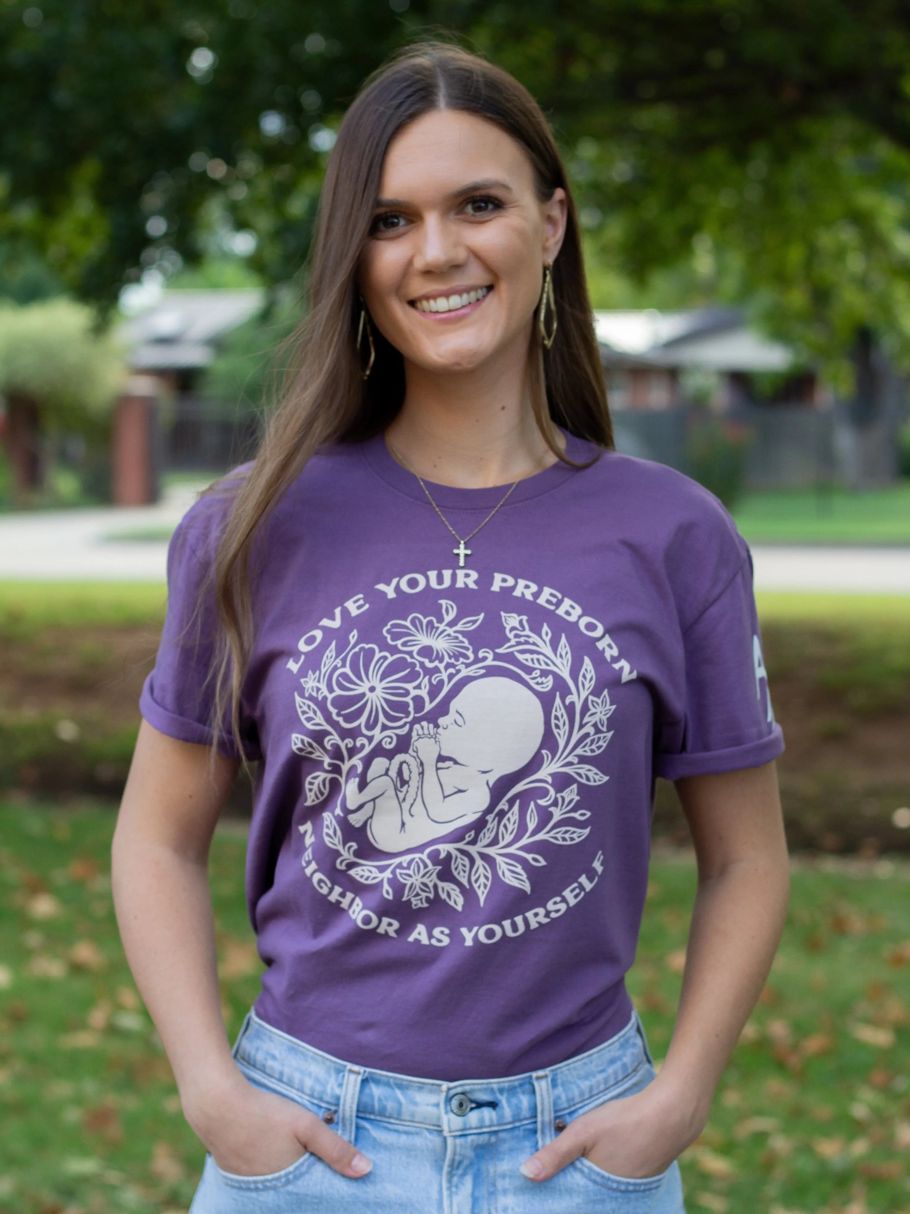 Love Your Pre-Born Neighbors Vintage Plum Unisex T-Shirt Abolitionists Rising Store