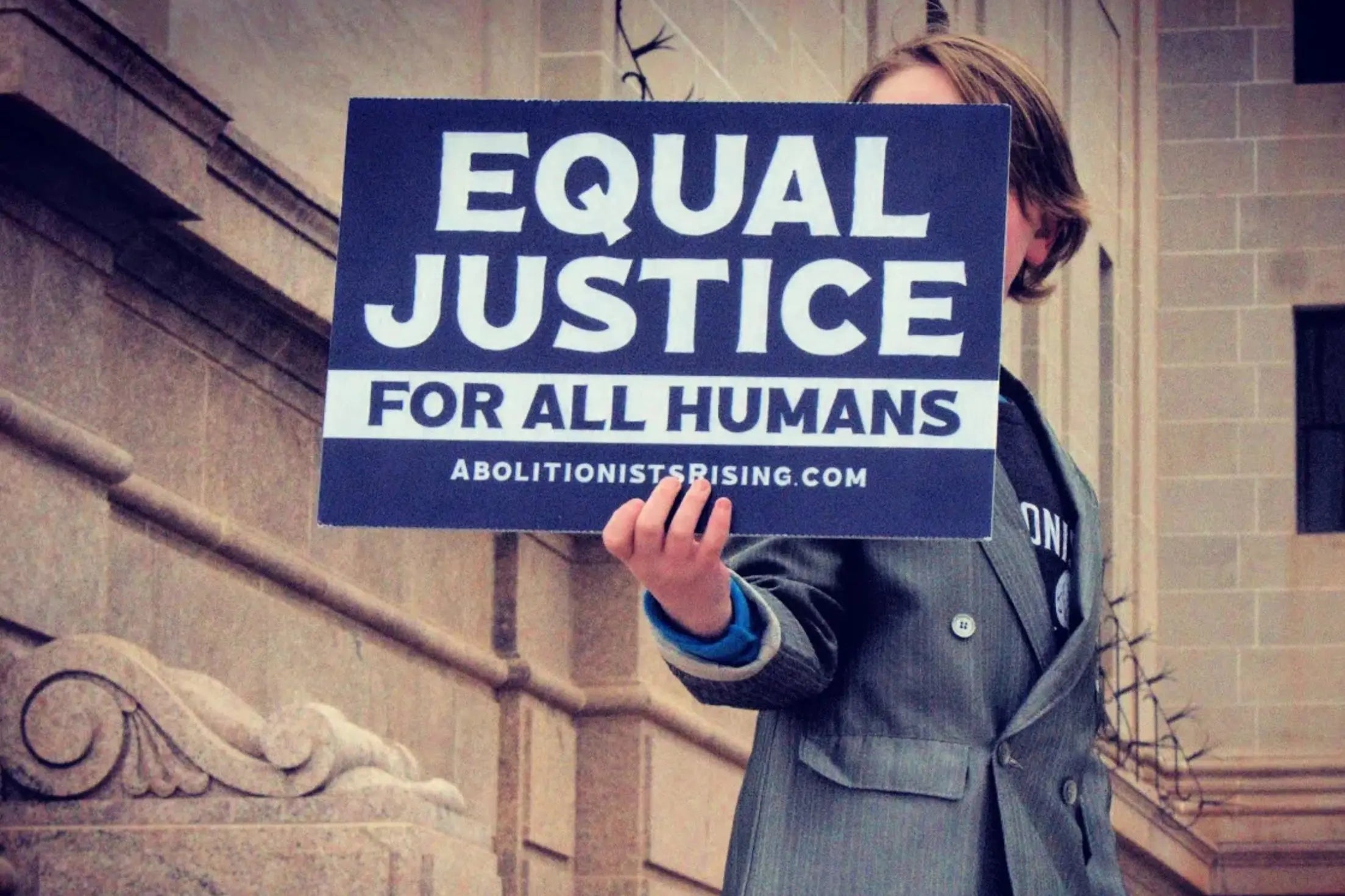 Equal Justice For All Humans Premade Handheld Sign + Corrugated Plastic - Abolitionists Rising Gear Store