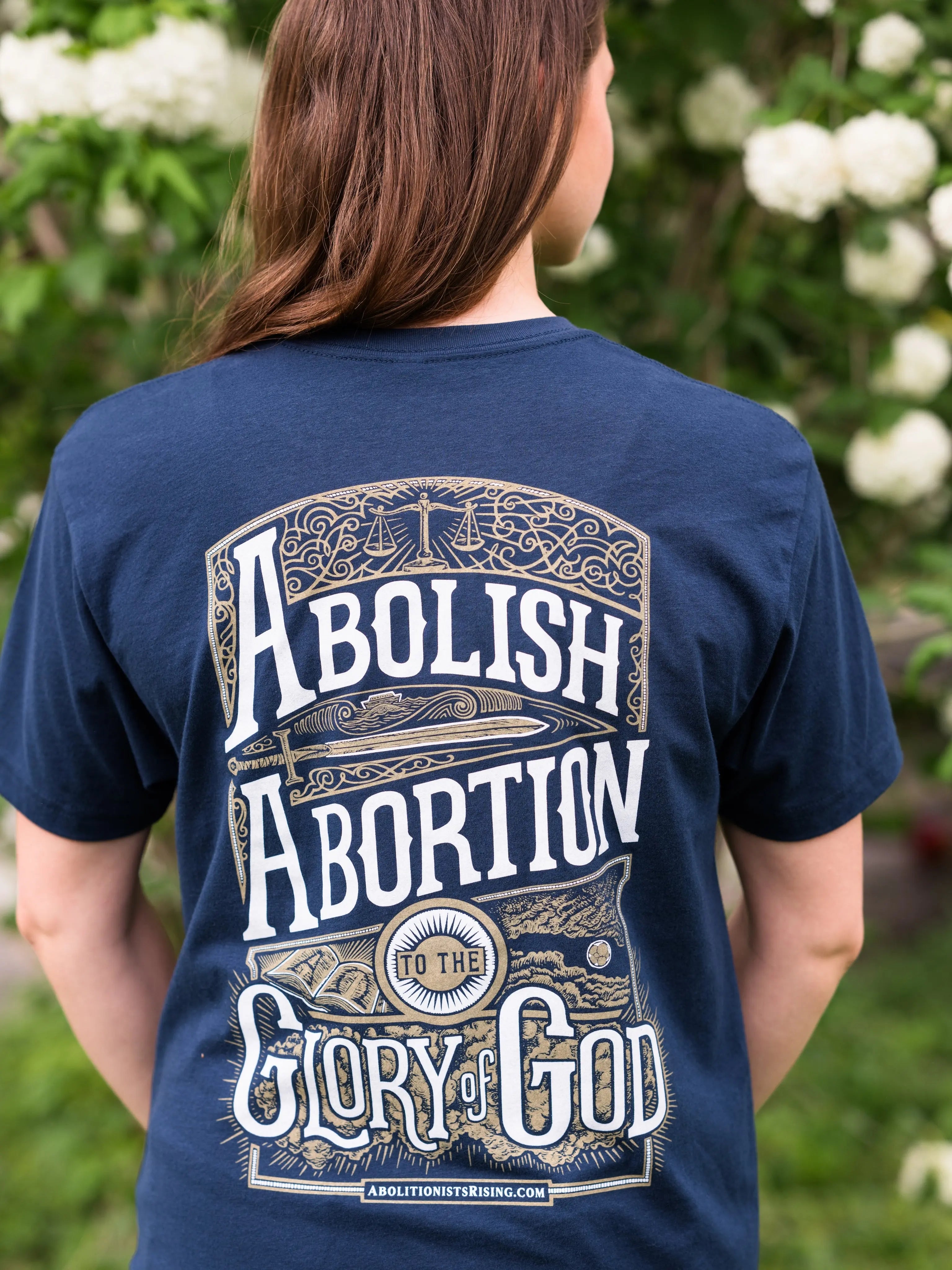Abolish Abortion to the Glory of God T-Shirt (Unisex) - Navy & Dropcard bundle Abolitionists Rising Store