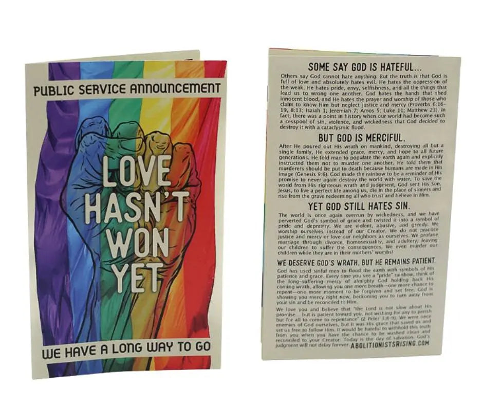 Love Hasn't Won Yet Quadfold - Abolitionists Rising Gear Store Quadfolds 100 Abolitionists Rising Store