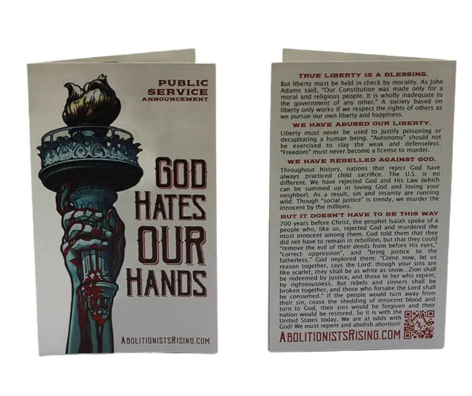 God Hates Our Hands Quadfold - Abolitionists Rising Gear Store Quadfolds 100 Abolitionists Rising Store