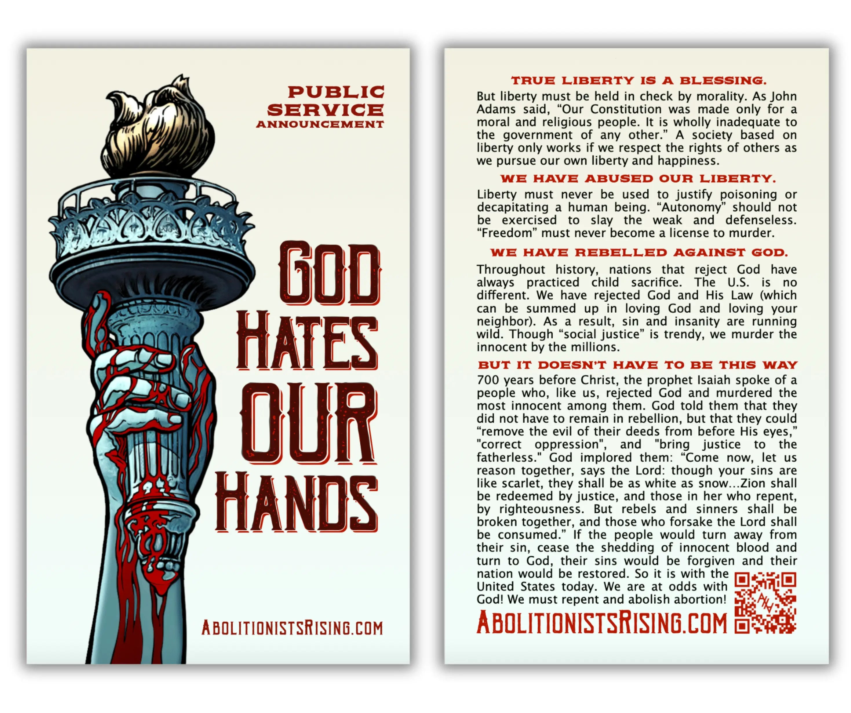 God Hates Our Hands Quadfold - Abolitionists Rising Gear Store Quadfolds 100 Abolitionists Rising Store