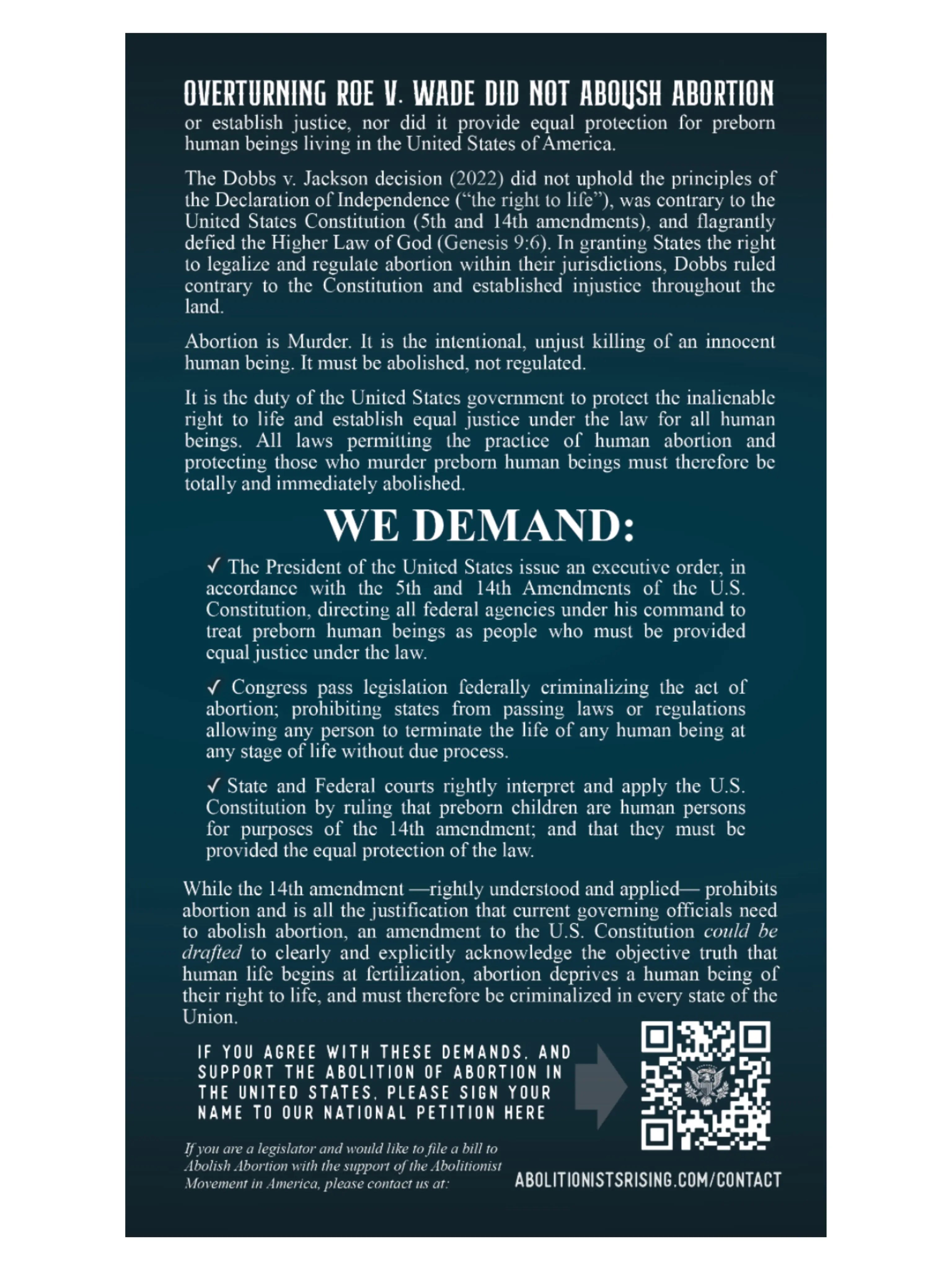 We The People Demand Abolition Trifold - Abolitionists Rising Gear Store