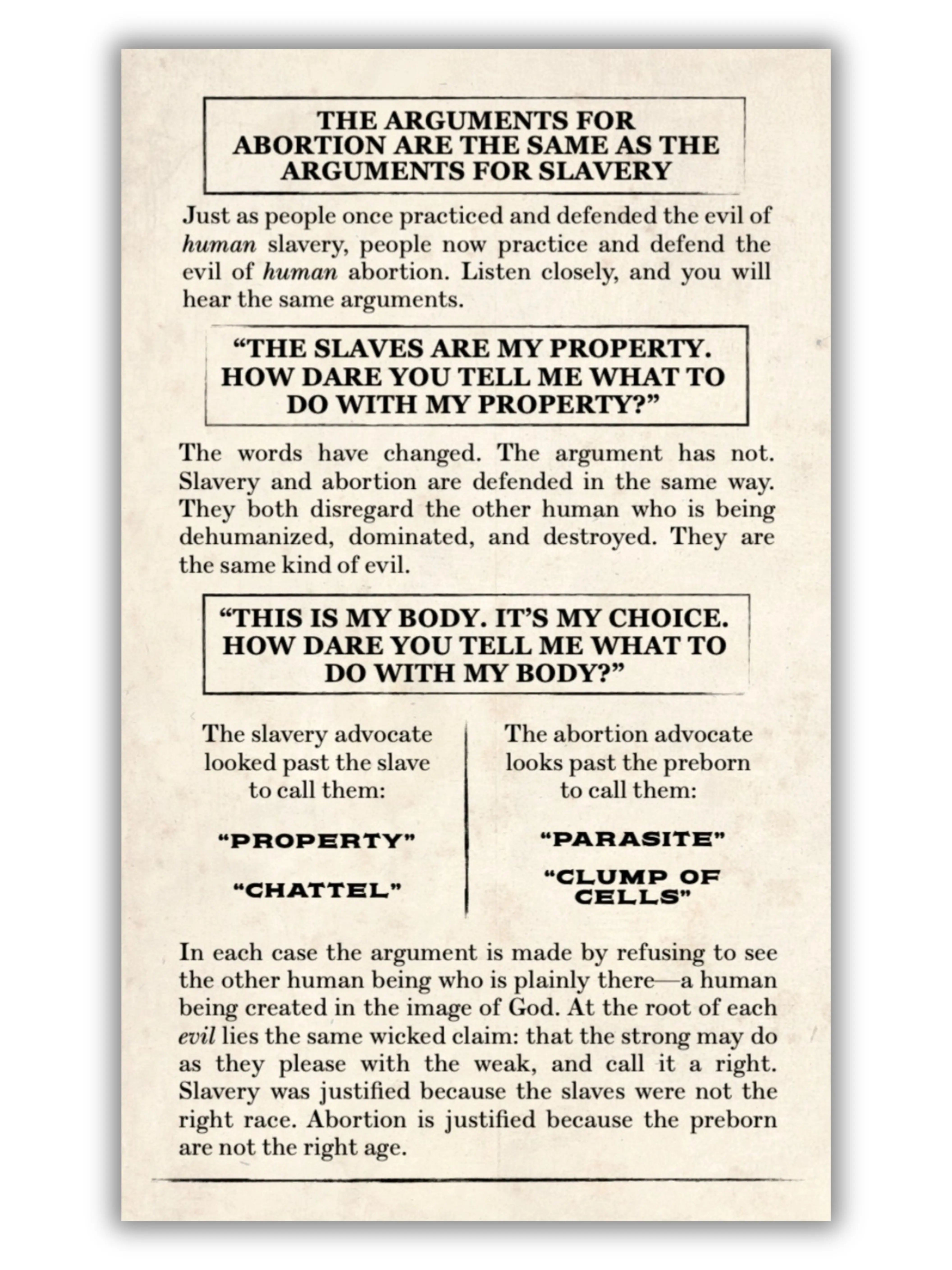 The Abolition of Slavery & Abortion Bifold Pamphlet Abolitionists Rising Gear Store 