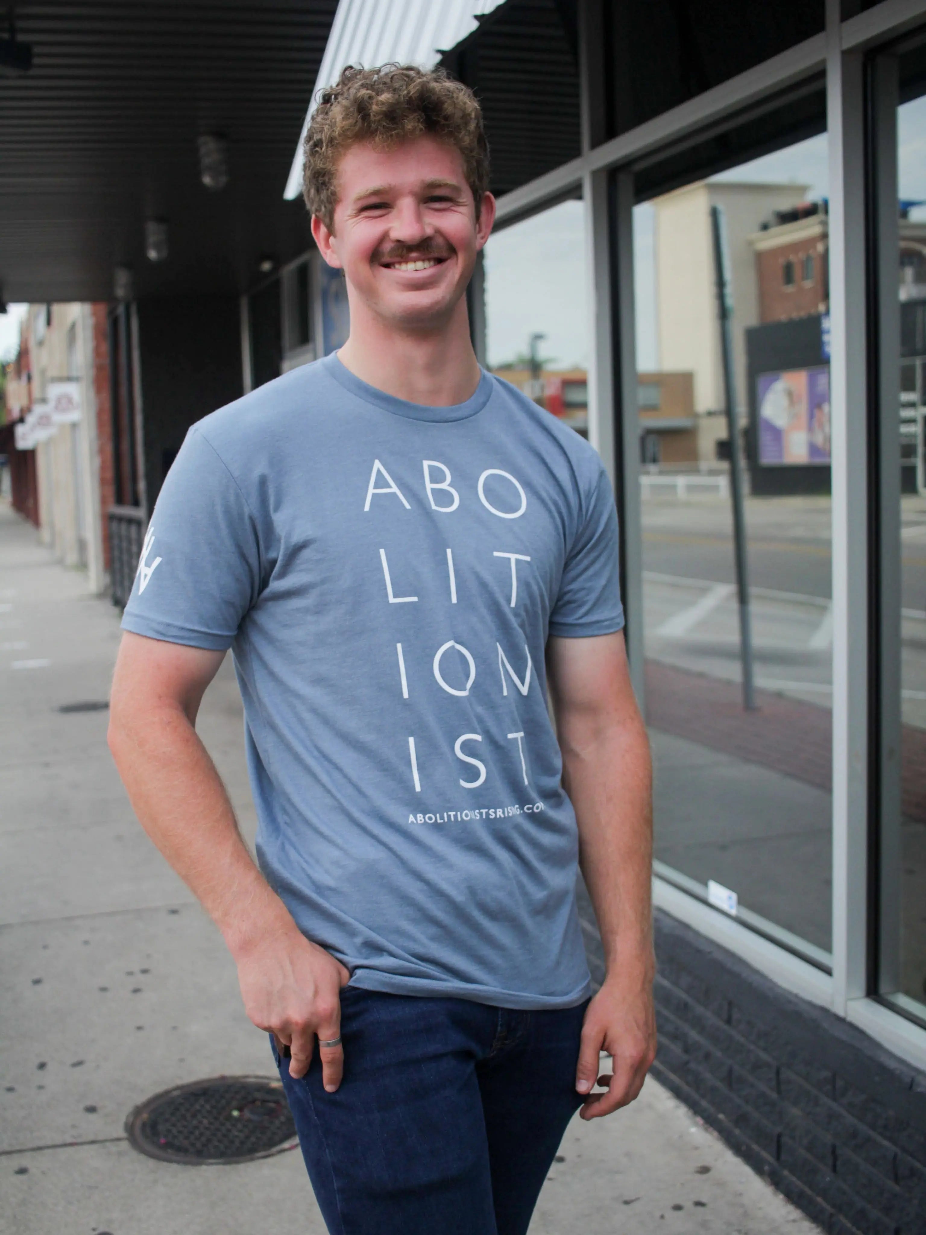 Abolitionist Stacked Slate Blue Unisex T-Shirt Abolitionists Rising Store 