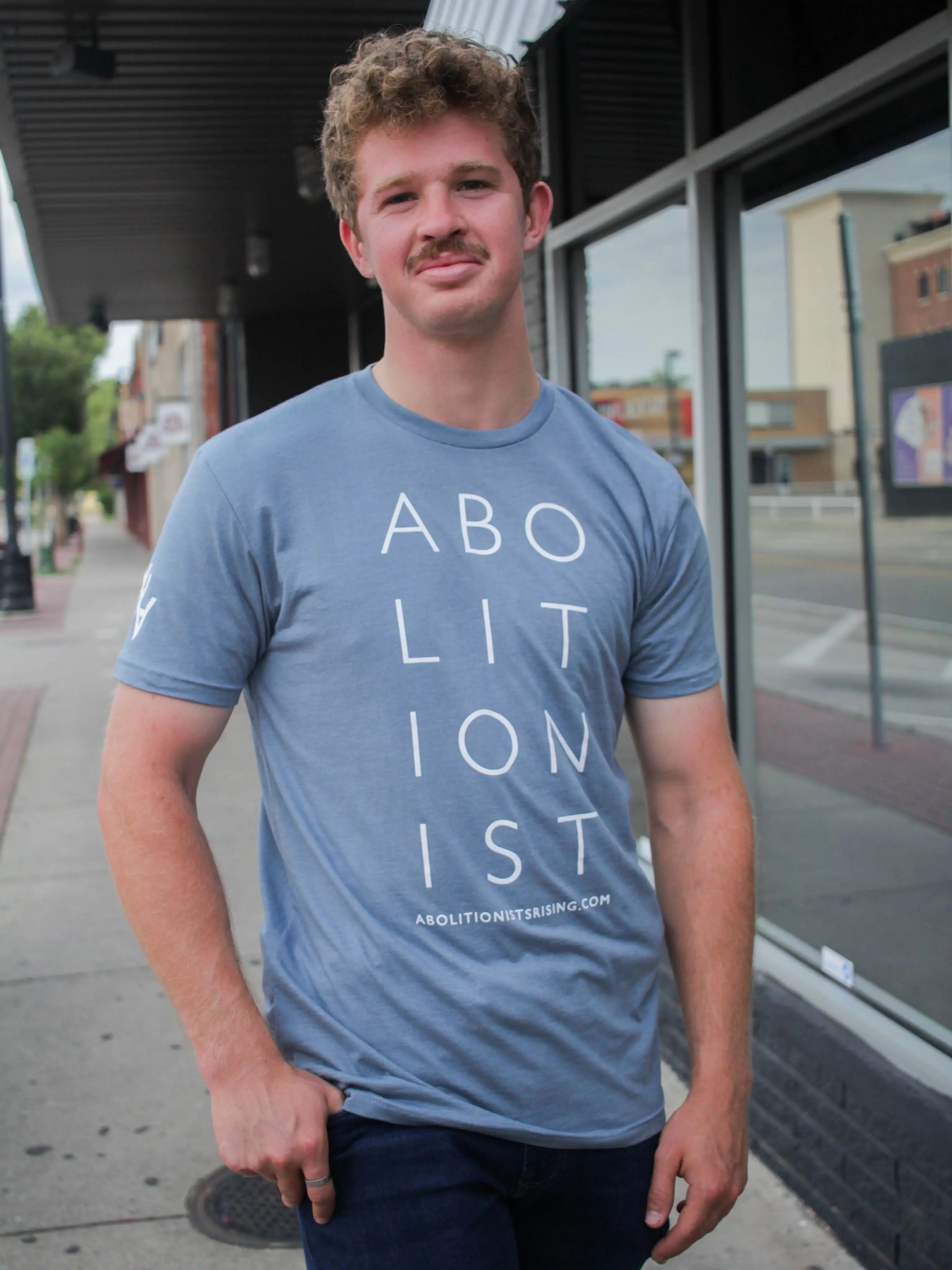 Abolitionist Stacked Slate Blue Unisex T-Shirt Abolitionists Rising Store 