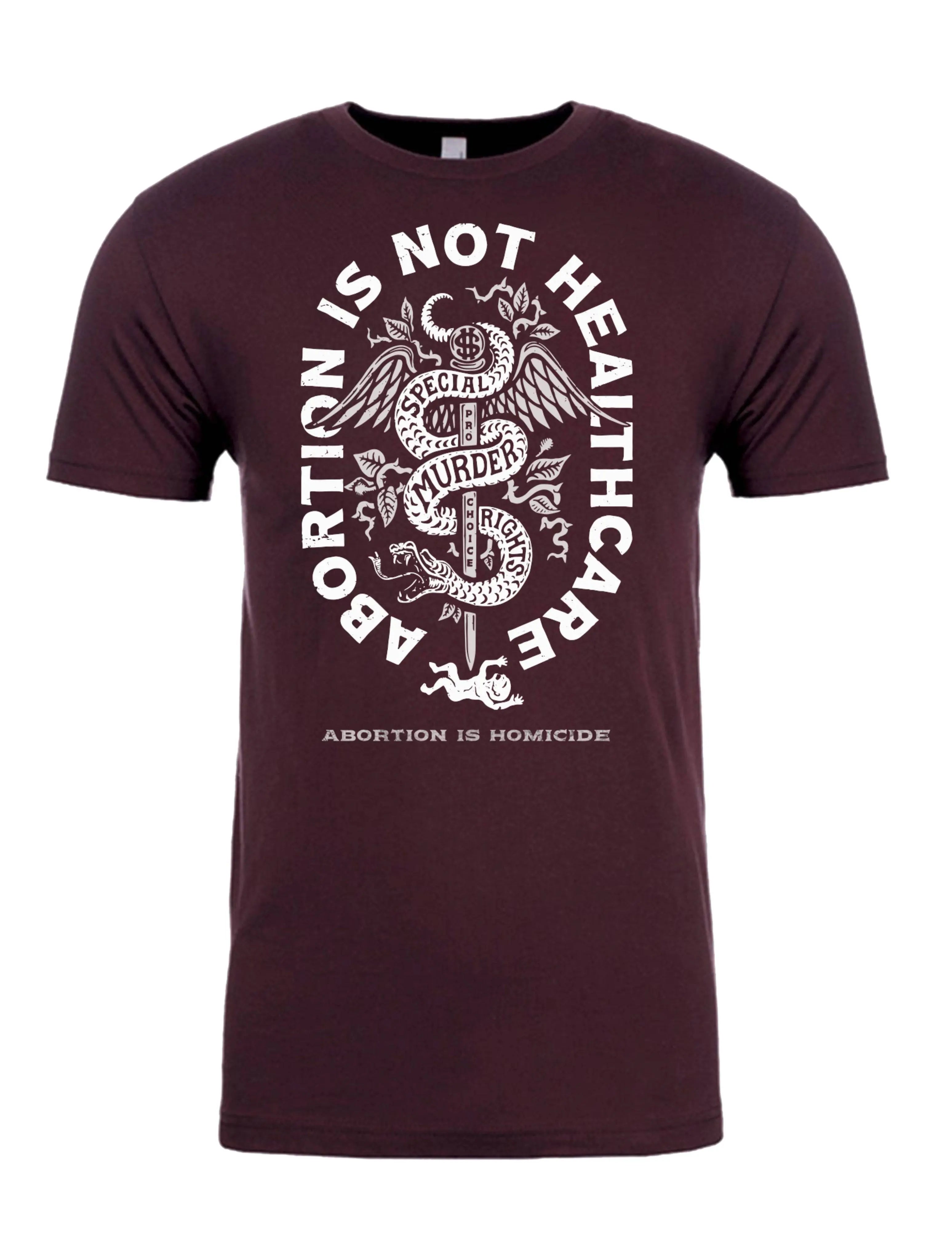 Abortion Is Not Healthcare T-Shirt (Unisex) Oxblood & Dropcard Bundle - Abolitionists Rising Gear Store Shirts XS Abolitionists Rising Store