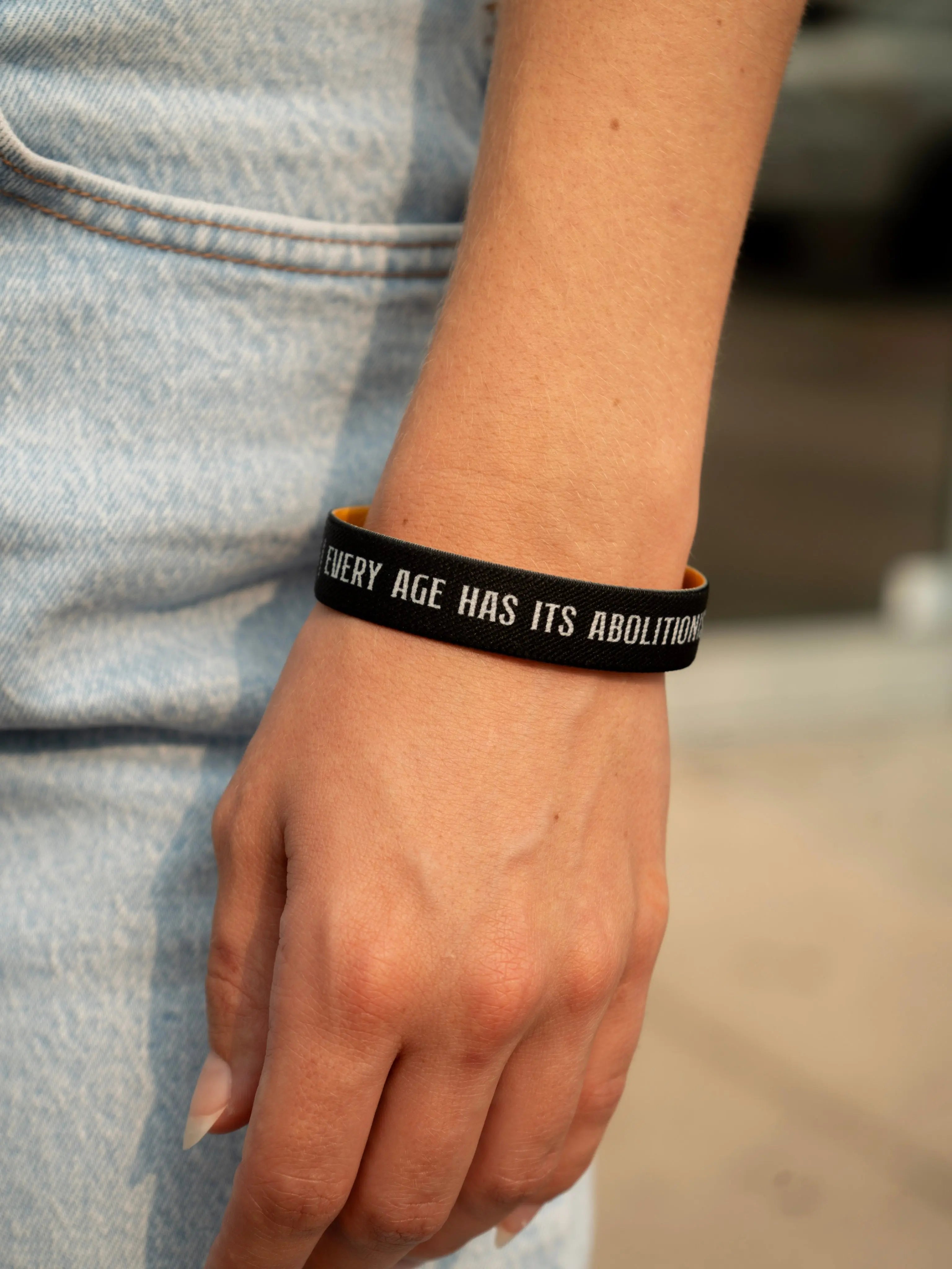 Reversible Abolitionist Fabric Wristband Abolitionists Rising Gear Store 