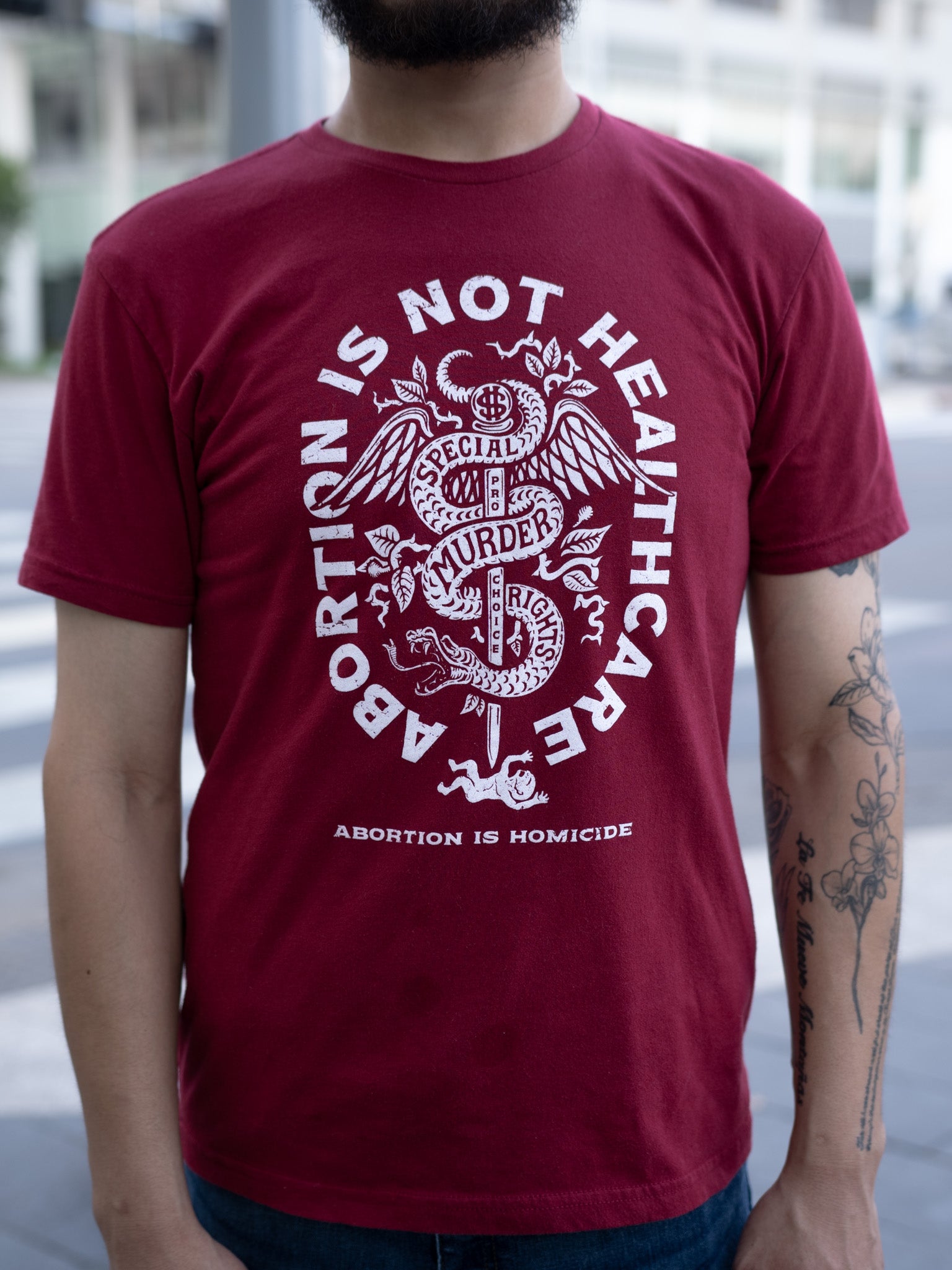 Abortion Is Not Healthcare T-Shirt (Unisex) - Cardinal & Dropcard Bundle - Abolitionists Rising Gear Store Shirts XS Abolitionists Rising Store