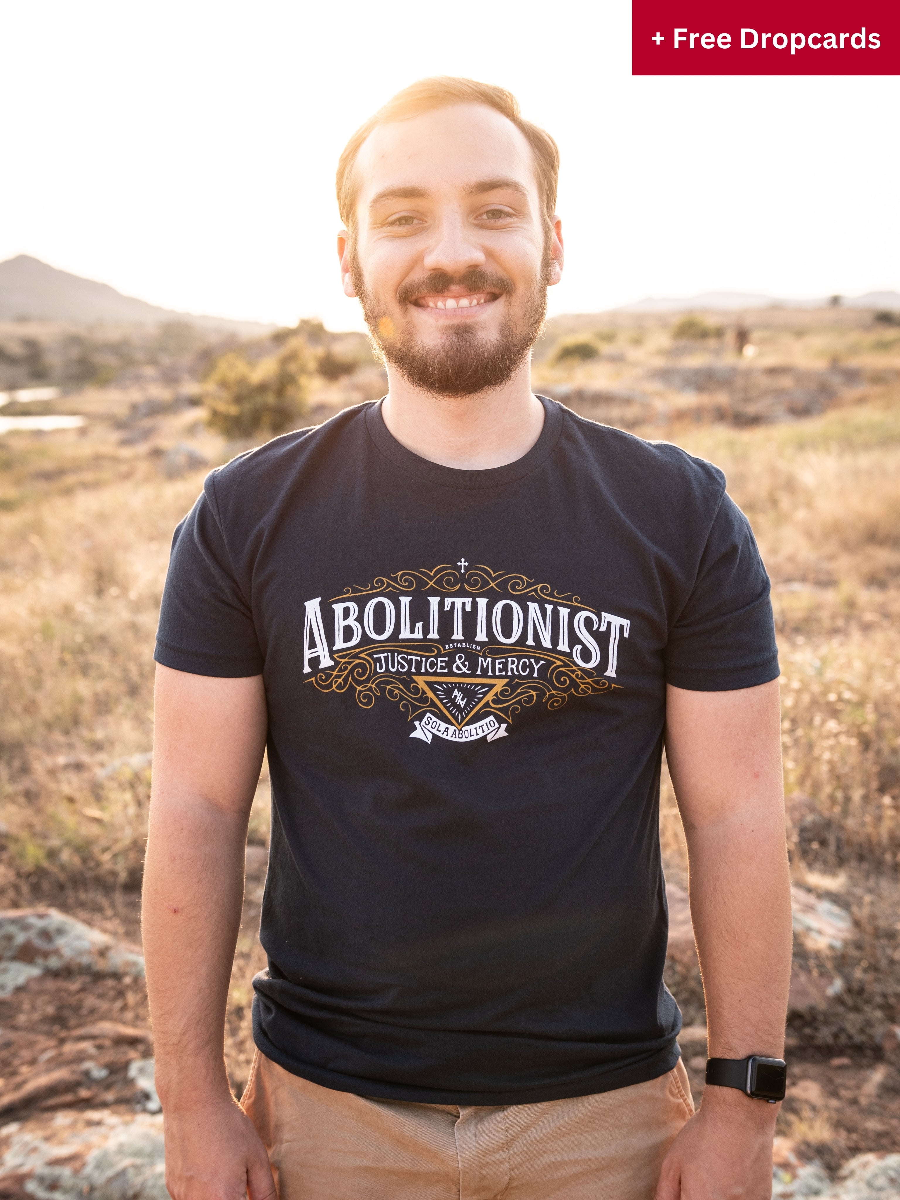 Abolish Abortion to the Glory of God T-Shirt (Unisex) - Navy & Dropcard bundle