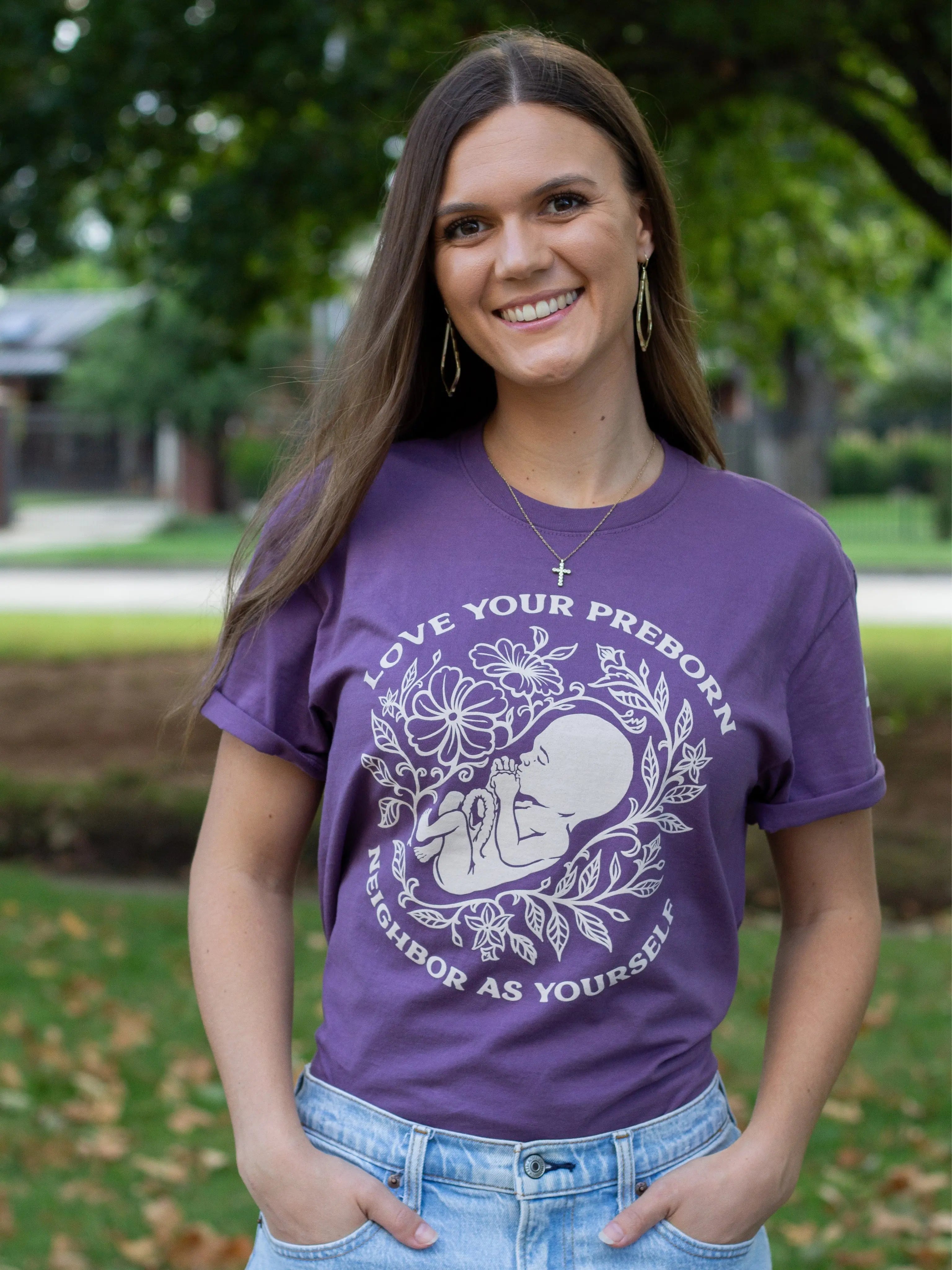 Love Your Pre-Born Neighbors Vintage Plum Unisex T-Shirt Abolitionists Rising Store 