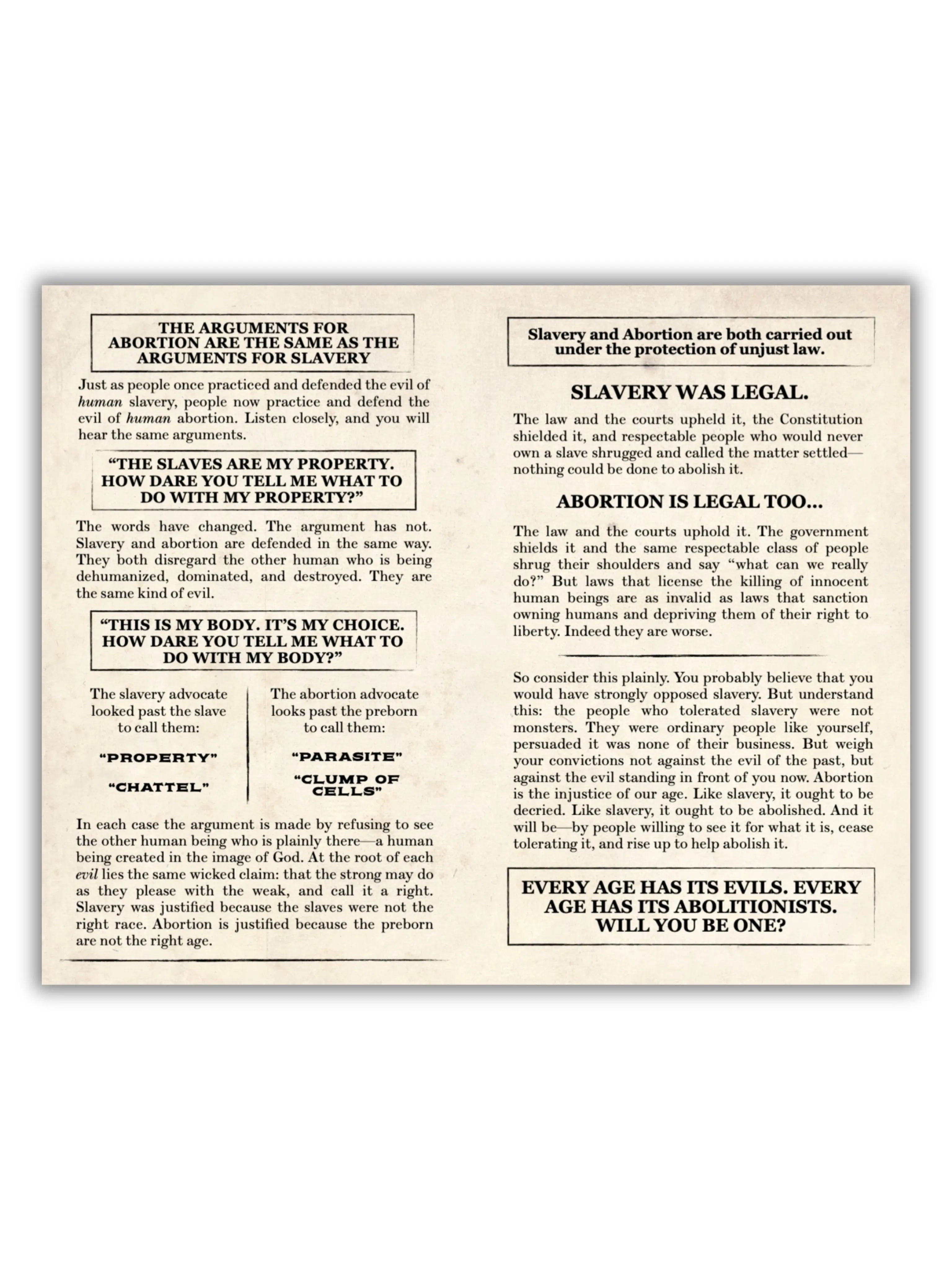 Abolition of Slavery & Abortion Bifold Abolitionists Rising Gear Store 