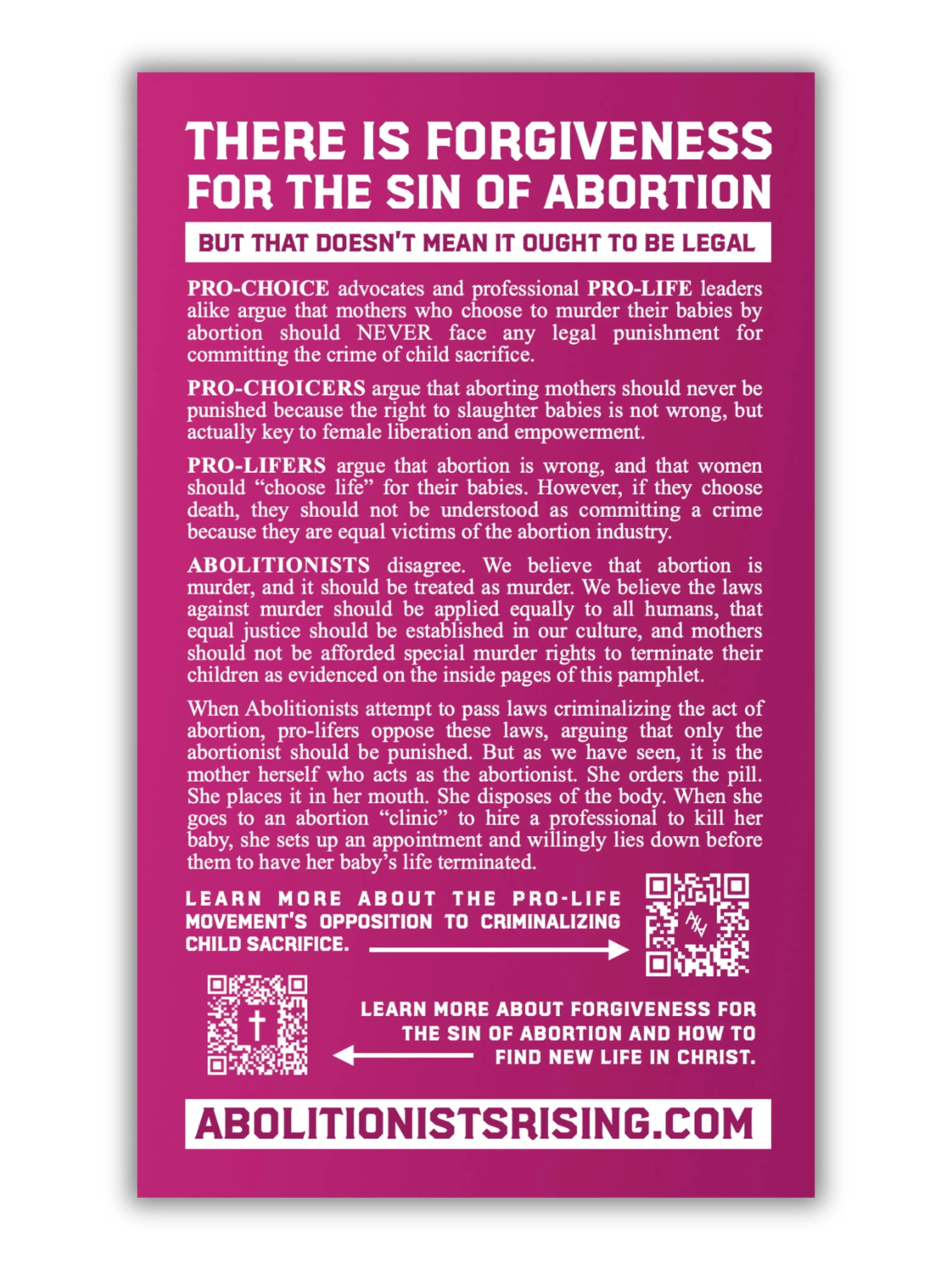 Taking A Pill To Murder Quadfold | Pack Of 100 Abolitionists Rising Gear Store 