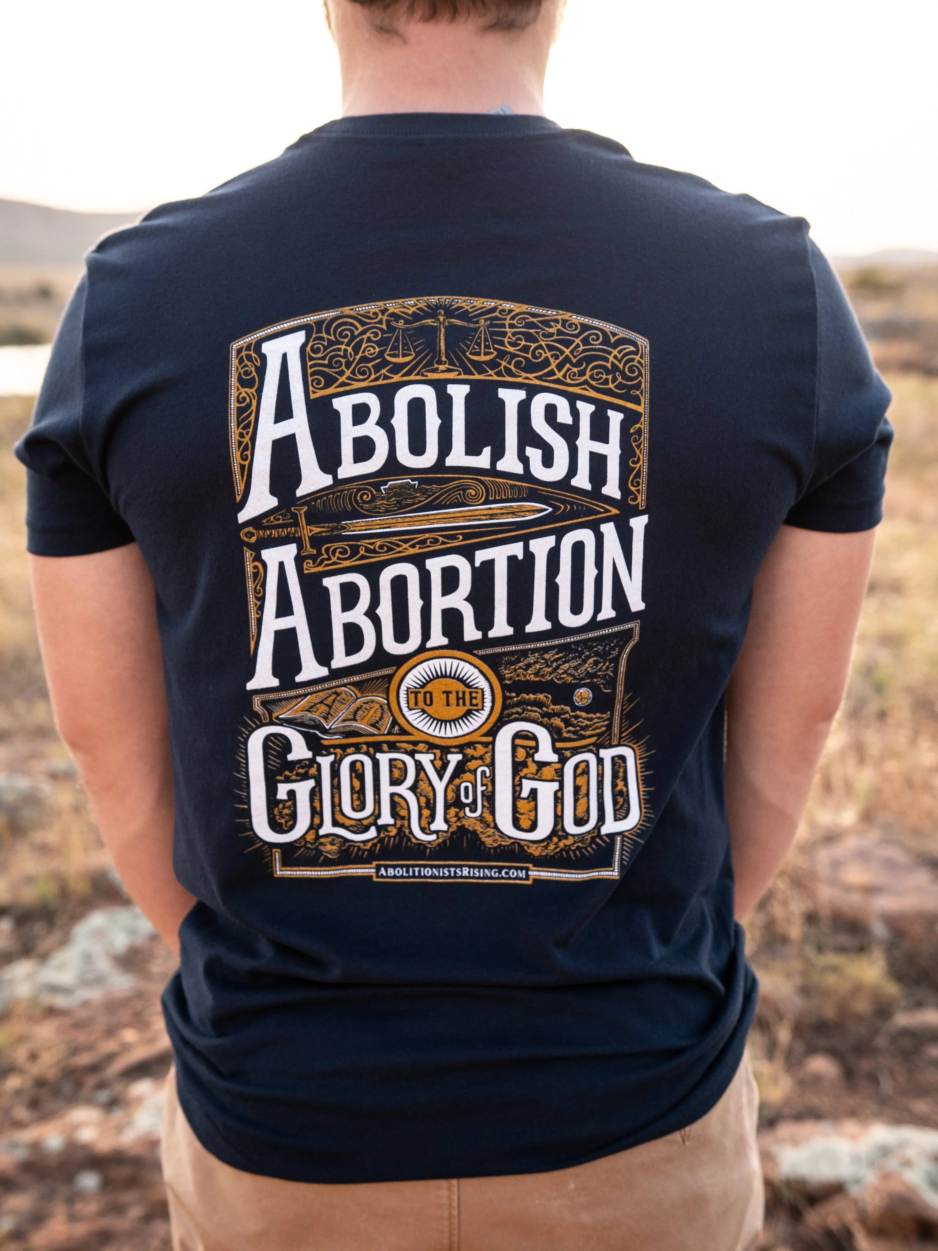 Abolish Abortion to the Glory of God T-Shirt (Unisex) - Navy & DropCards bundle - Abolitionists Rising Gear Store Shirts XS Abolitionists Rising Store